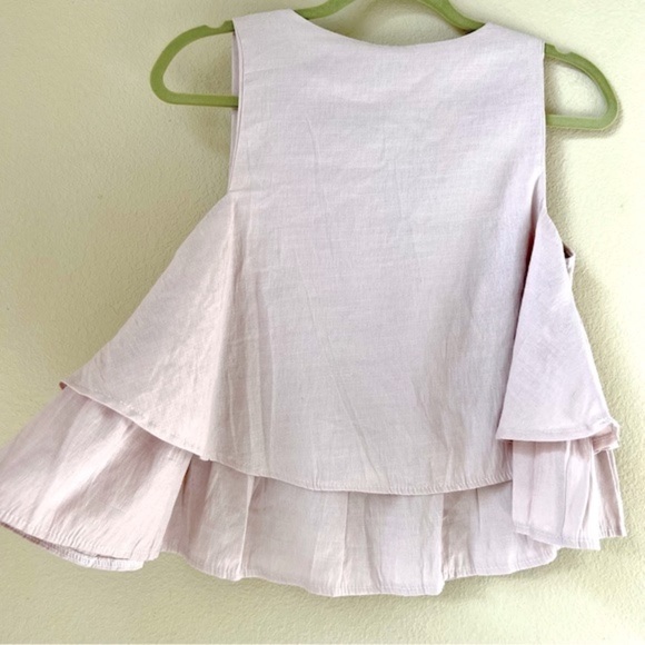 Storers ruffle layer tank top in dusty rose pink, size S - Picture 5 of 9